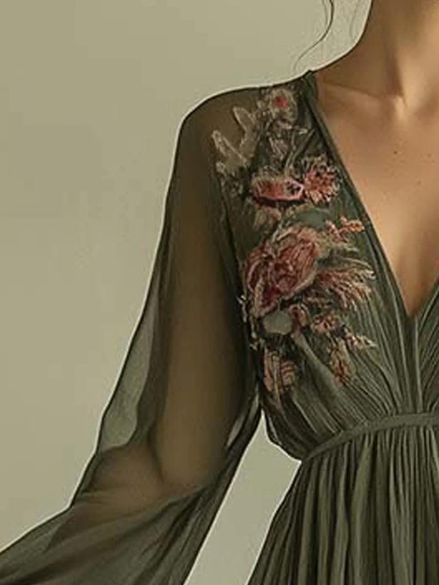 Modna sukienka z szyfonu w nadruki na elegancki wygląd