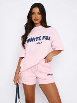 other : Sophie – Ensemble Lounge T-shirt Graphique Oversize et Short à Cordon in Rose van Seroa
