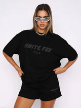 other : Sophie – Ensemble Lounge T-shirt Graphique Oversize et Short à Cordon in Noir van Seroa