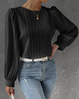 top blouses : Amara – Blouse Élégante Plissée avec Manches Bouffantes in van Seroa