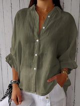 top blouses : Callie – Chemise Élégante et Légère en Lin à Coupe Décontractée in Vert Olive van Seroa
