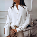 top blouses : Camille – Blouse Chic Asymétrique Boutonnée en Satin in van Seroa