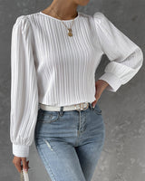 top blouses : Amara – Blouse Élégante Plissée avec Manches Bouffantes in van Seroa
