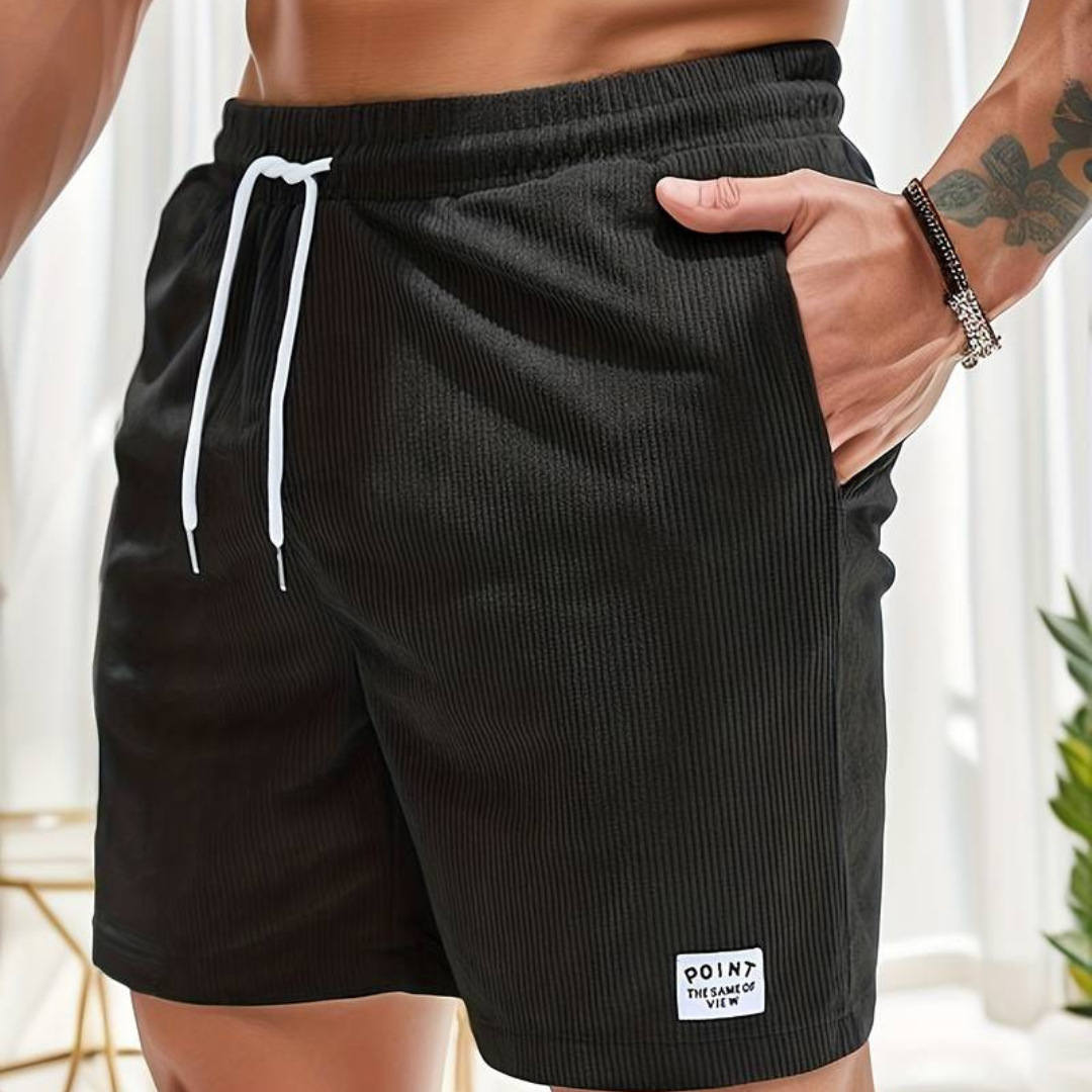 skirts : Luca – Short Décontracté en Velours Côtelé Léger avec Cordon de Serrage in Noir van Seroa