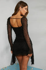 dresses : Alina – Robe de soirée moulante élégante avec manches en tulle perlé in van Seroa