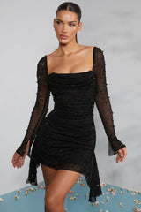 dresses : Alina – Robe de soirée moulante élégante avec manches en tulle perlé in van Seroa