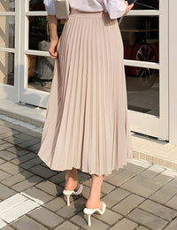 Jupe Longue Plissée Femme Taille Haute Fluide Élégante pour Été,