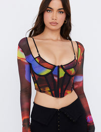 Künstlerisches Mesh-Top für Damen, Blusen