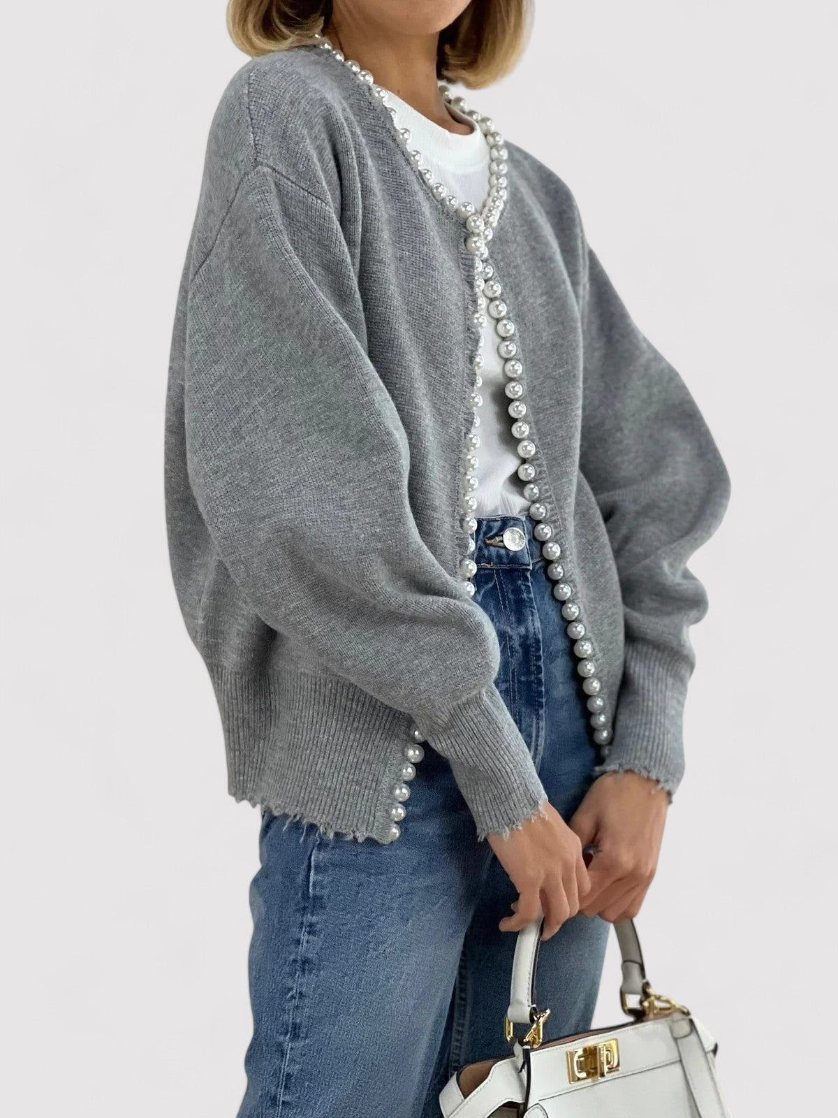 other : Elena - Cardigan Élégant en Maille Orné de Perles in van Seroa