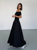 dresses : Elena - Robe Maxi Élégante Épaules Dénudées avec Jupe Plissée in van Seroa
