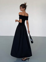 dresses : Elena - Robe Maxi Élégante Épaules Dénudées avec Jupe Plissée in van Seroa