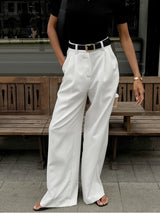 skirts : Victoria – Pantalon taille haute à jambes larges avec plis élégants in van Seroa