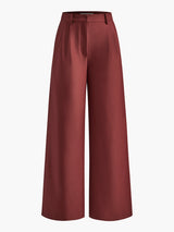 skirts : Victoria – Pantalon taille haute à jambes larges avec plis élégants in Rouge van Seroa