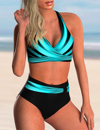 Bikini Femme Détails Croisés Doré Élégant