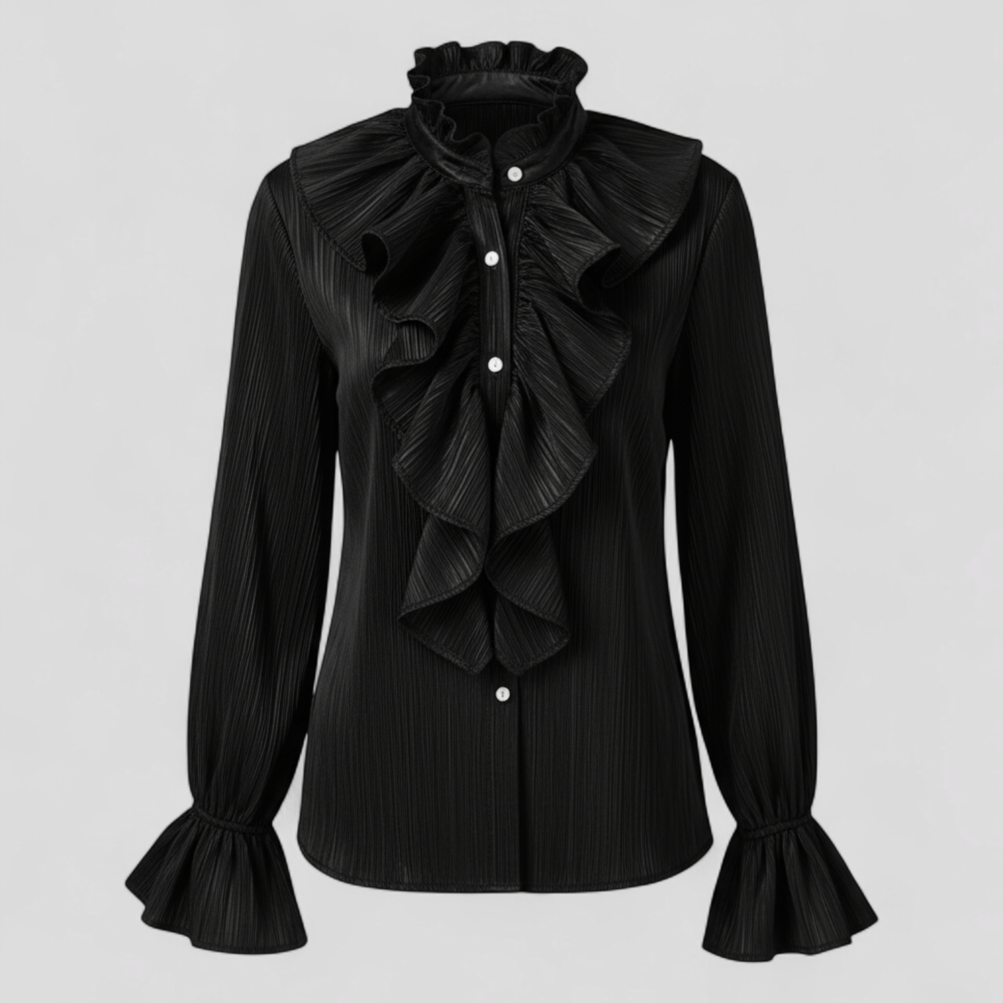 Céleste – Blouse Élégante à Volants avec Manches Statement