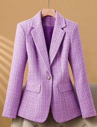 Damenblazer aus Bouclé-Tweed mit Satin-Kragen – elegant und schick