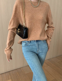 Blouse Femme à Manches Longues Laine Col Rond