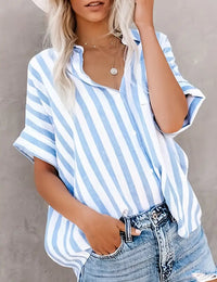 Blouse Femme Ample à Rayures Mode Féminine New-In