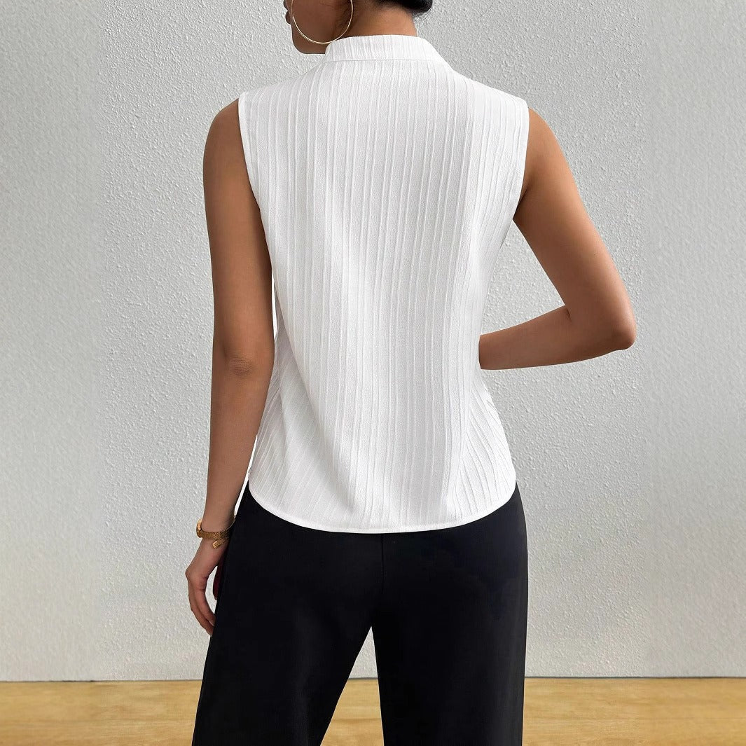 Blouse Femme Élégante Sans Manches V Encolure 2