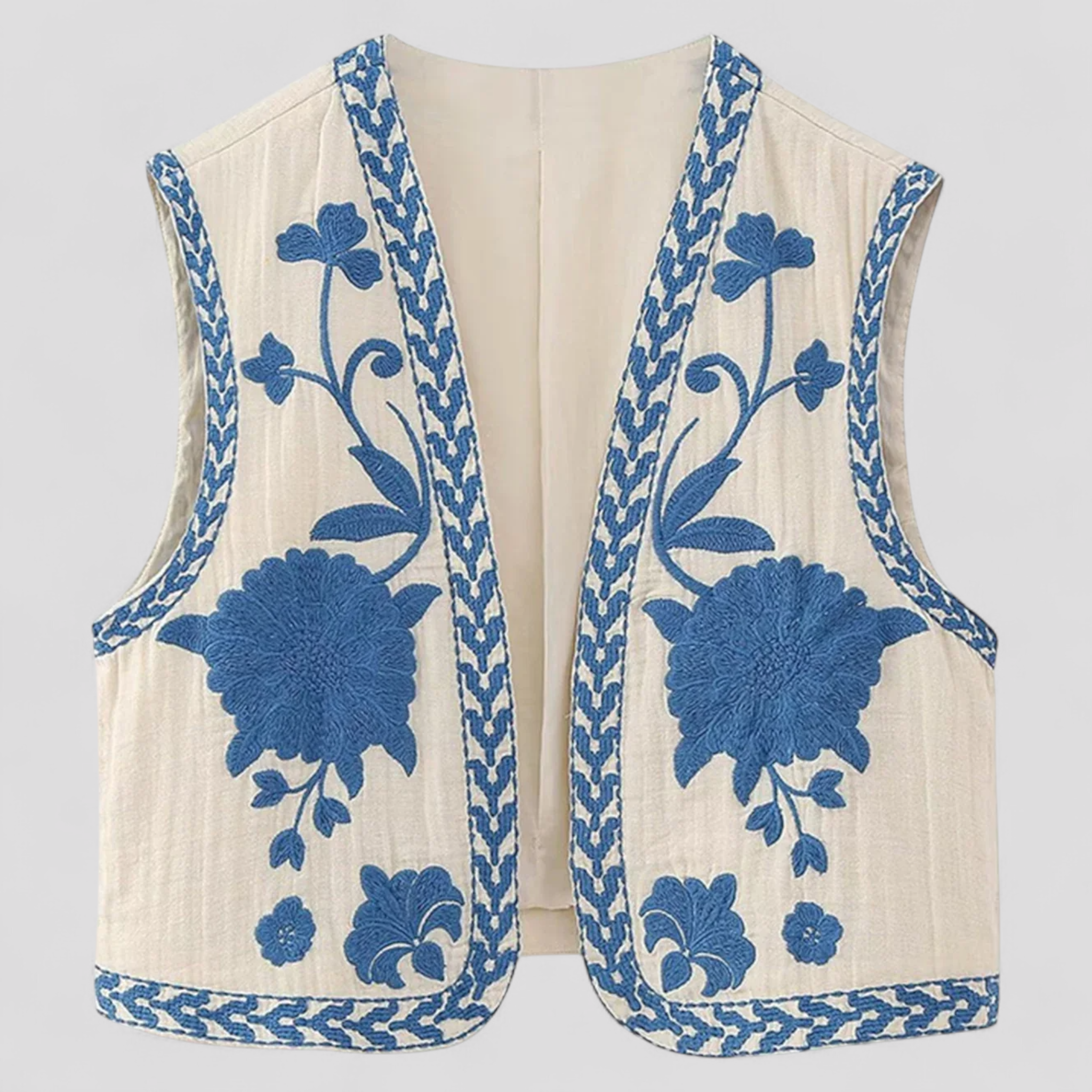 Elisa – Gilet Bohème Brodé à Motifs Floraux