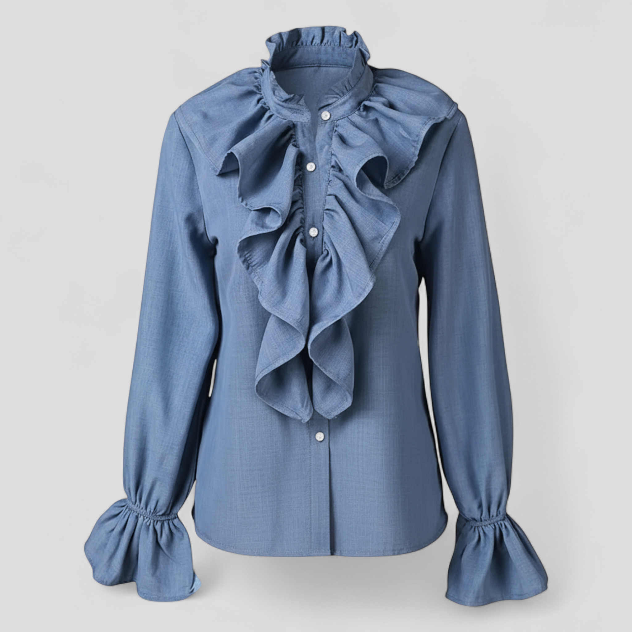 Céleste – Blouse Élégante à Volants avec Manches Statement