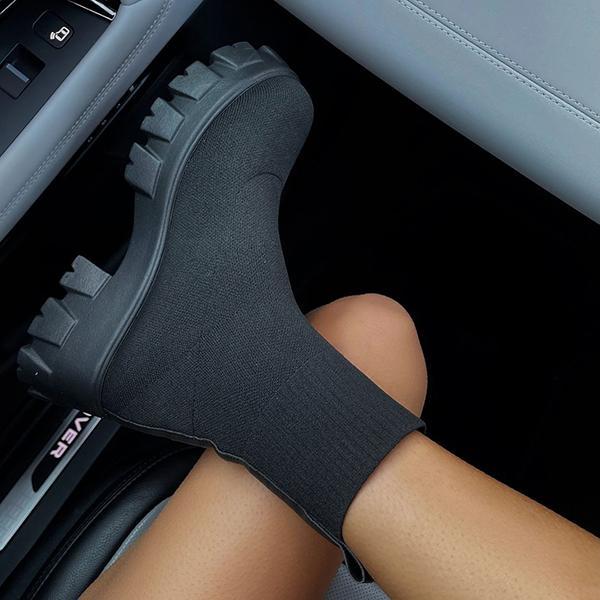 Bottes Chaussettes Élégantes Noires Femme 2