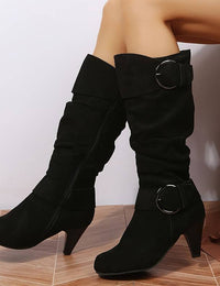 Bottes Femme en Daim Confortables Chaussures Femme