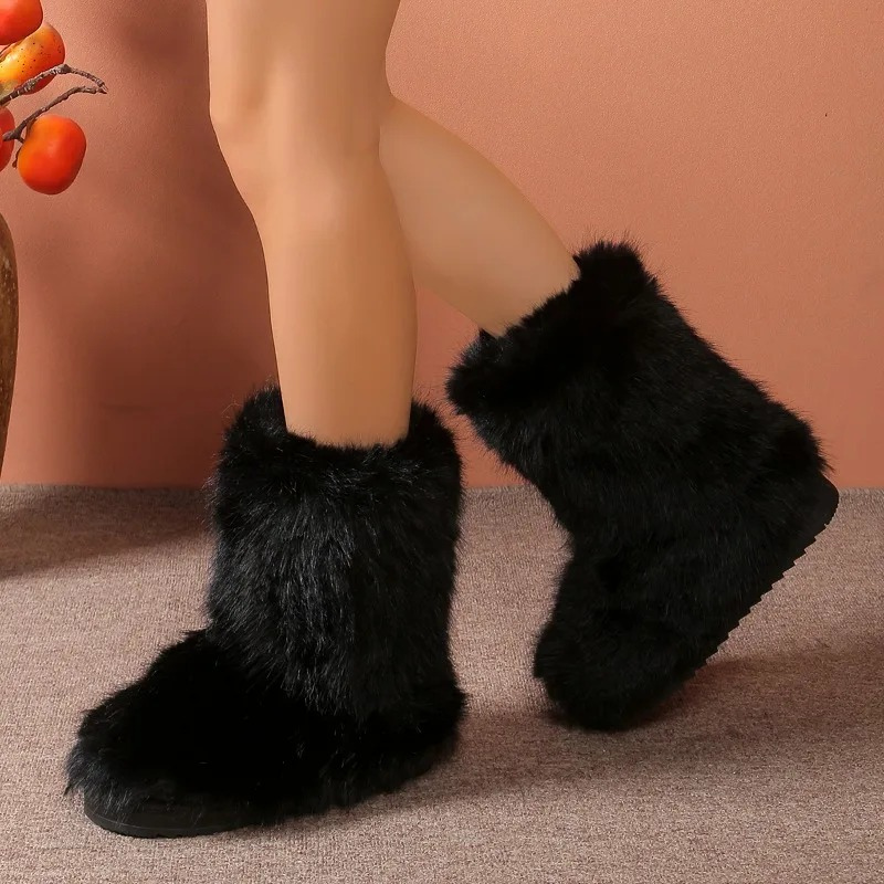 Bottes Hiver Femme Élégantes avec Fourrure 1