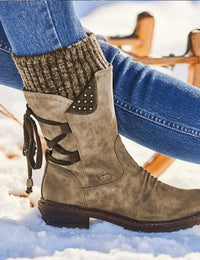 Bequeme Winterstiefel für Damen aus Leder, warme Schuhe