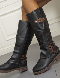 Bottes Hiver Femme Marron Cuir Chaussures De Mode