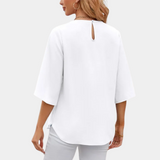 top blouses : Camille – Blouse Élégante Fluide Plissée avec Manches Fendues in van Seroa