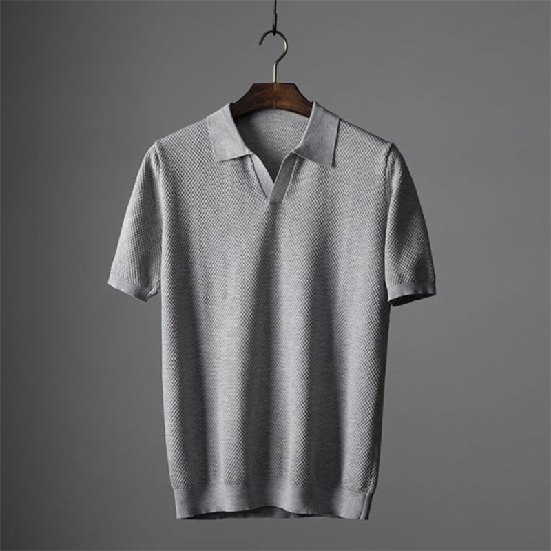 other : Lukas – Polo Homme Haut de Gamme en Maille Texturée in Gris van Seroa