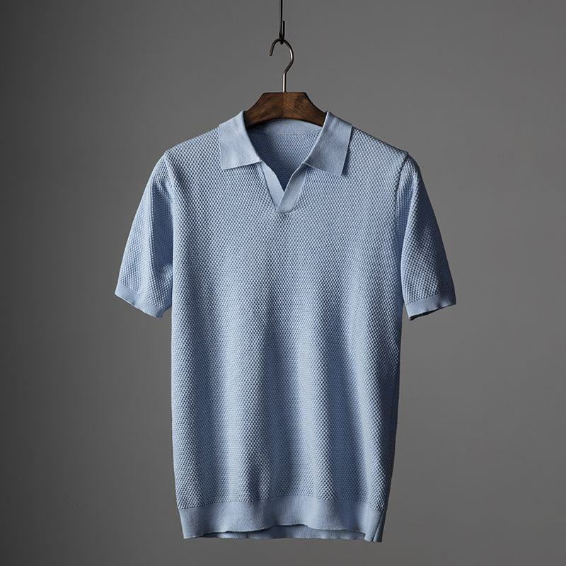 other : Lukas – Polo Homme Haut de Gamme en Maille Texturée in Bleu van Seroa