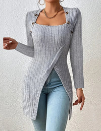 Asymmetrischer Damenpullover aus Denim, Herbstkollektion