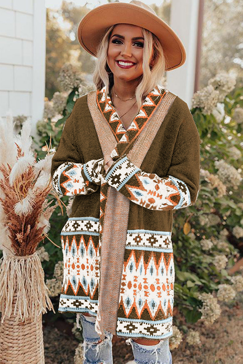 Cardigan Femme Chic Mi-Long Aztèque 8