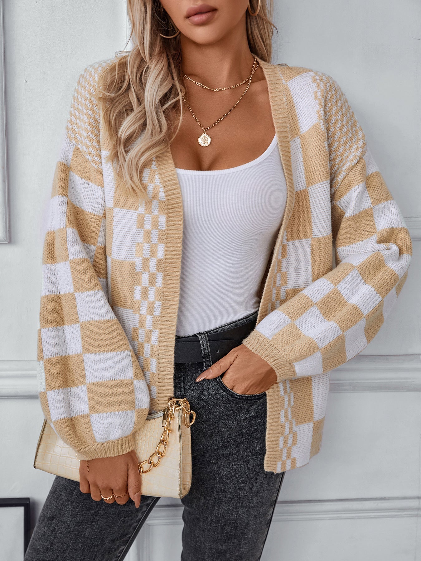 Cardigan Femme Chic à Manches Lanternes 0
