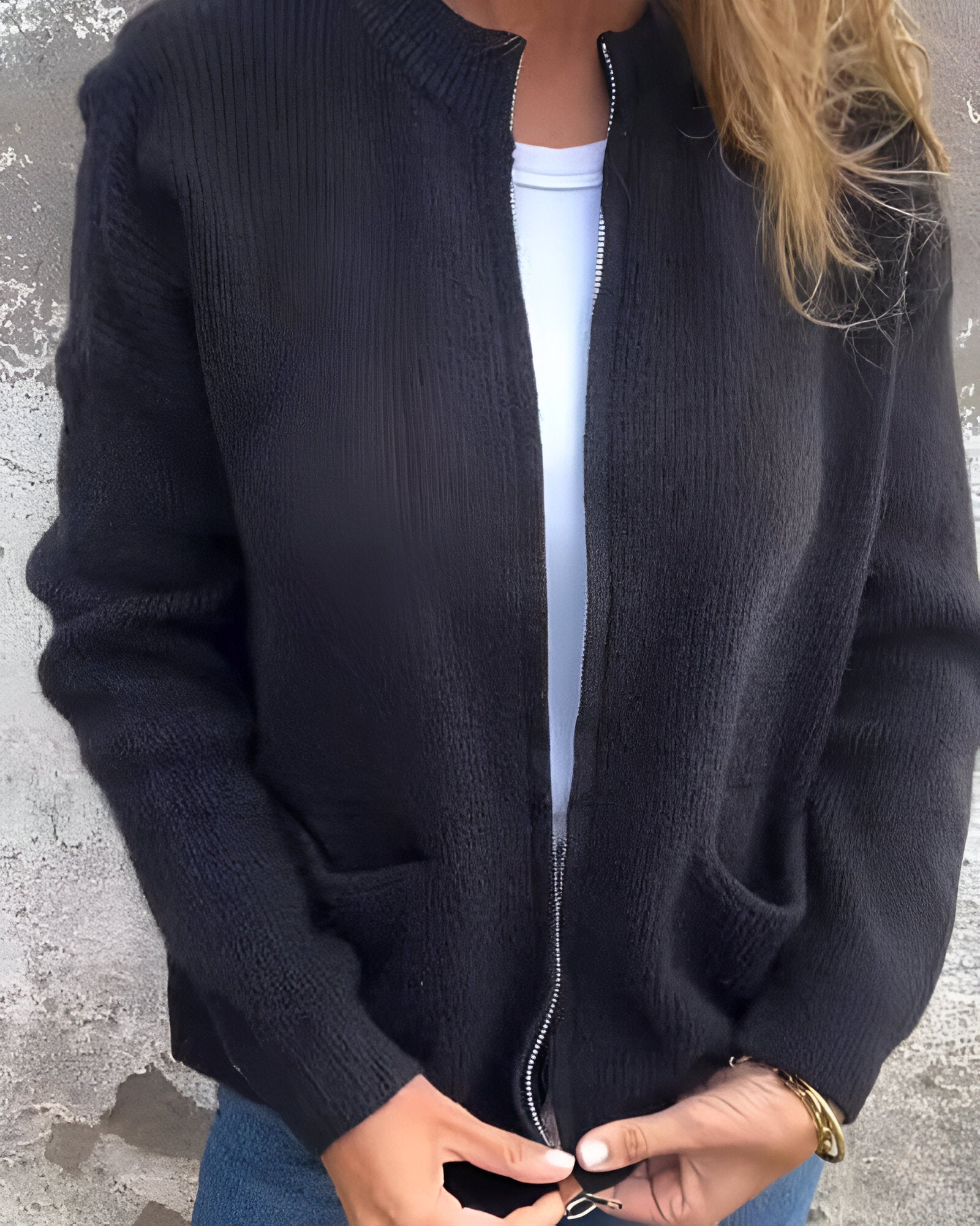 Linda | Cardigan Femme Chic en Coton Zip-Up