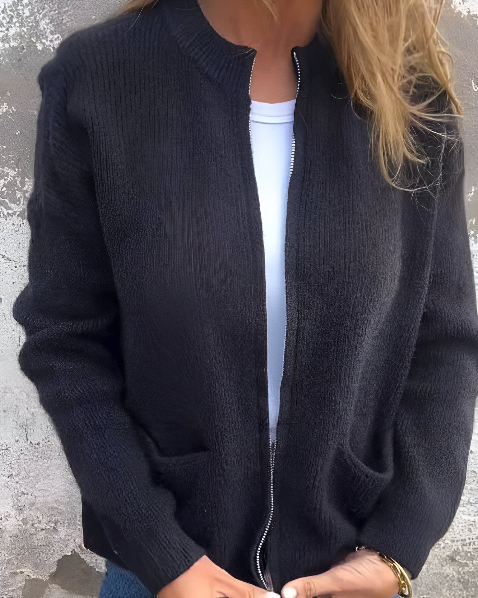Linda | Cardigan Femme Chic en Coton Zip-Up