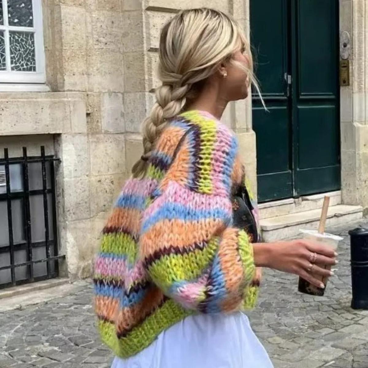 Cardigan Femme Coloré à Manches Bouffantes 2