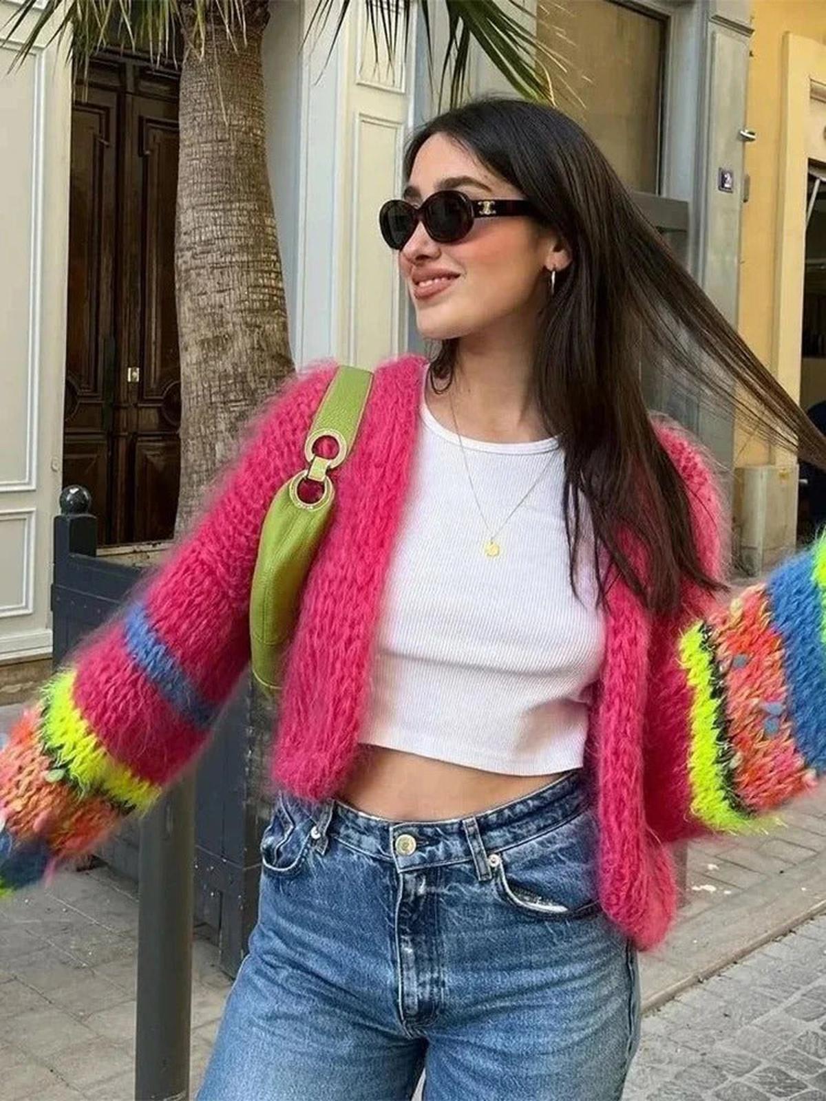 Cardigan Femme Coloré à Manches Bouffantes 7