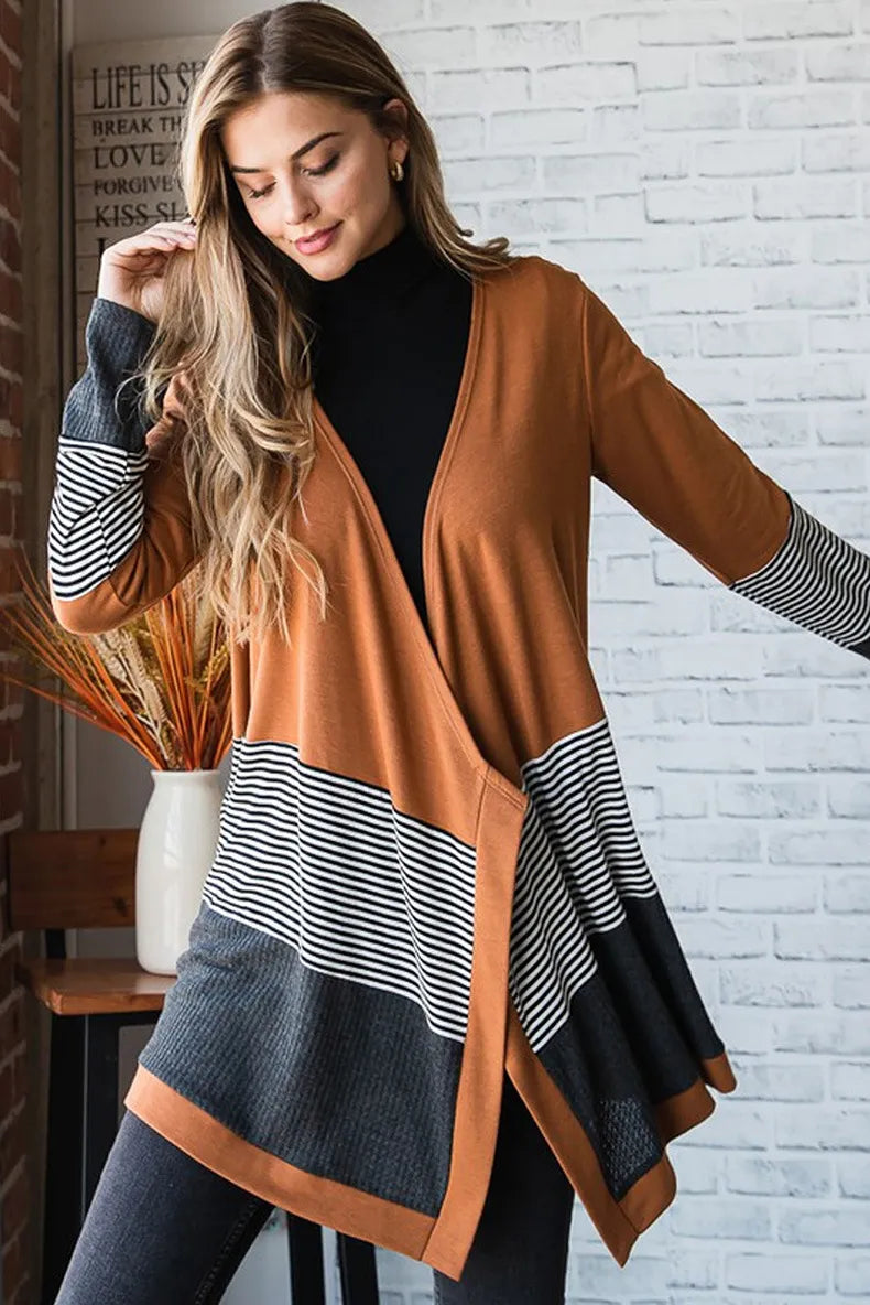 Cardigan Femme Coloré à Rayures Élégant 1