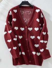 Damenweste weich mit Herzmuster modische Strickjacke