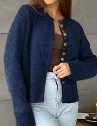 Damenweste mit Knöpfen gestrickt Herbstkollektion