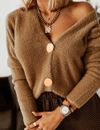 Gilet Femme Col V Décontracté Cardigan Femme Coupe Décontractée