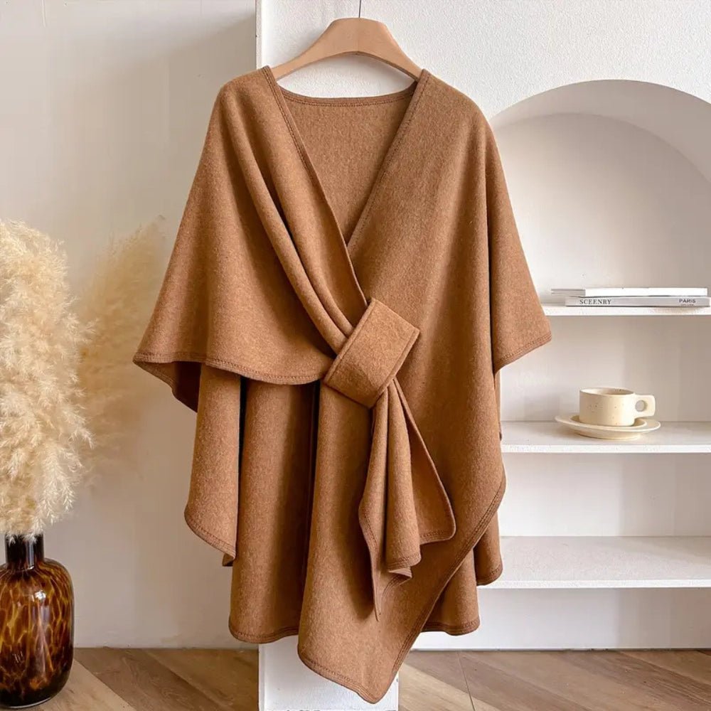 Cardigan Femme Élégant Enveloppant Kaki 6
