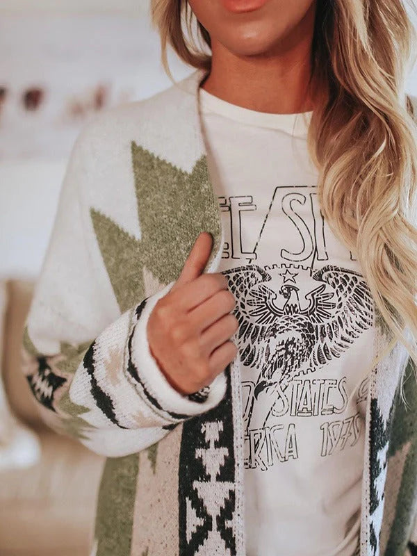 Cardigan Femme Élégant Motif Tribal 2