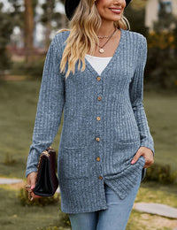 Damen Weste mit langen Ärmeln Strickjacken