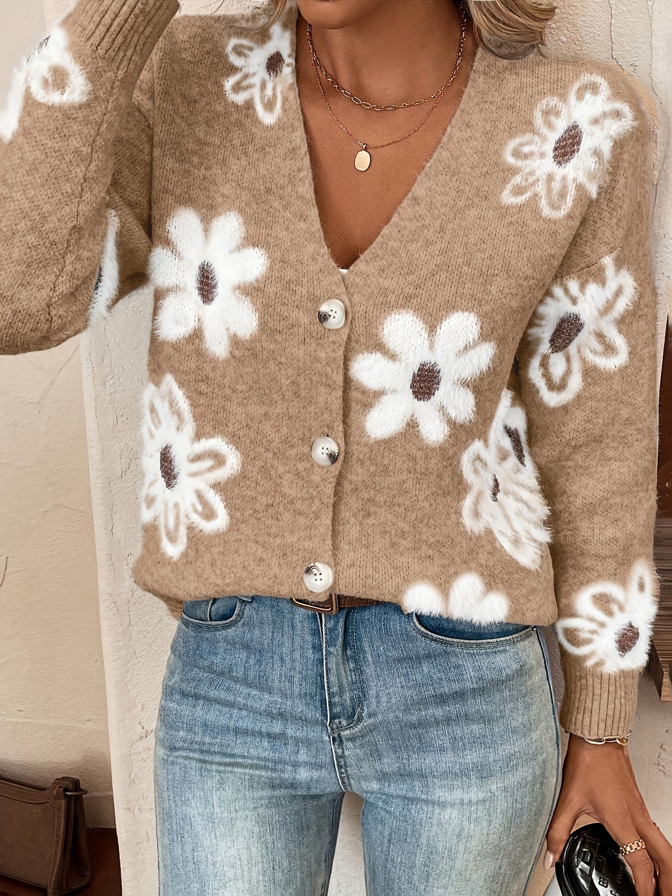 Cardigan Femme Élégant à Motif Floral 3