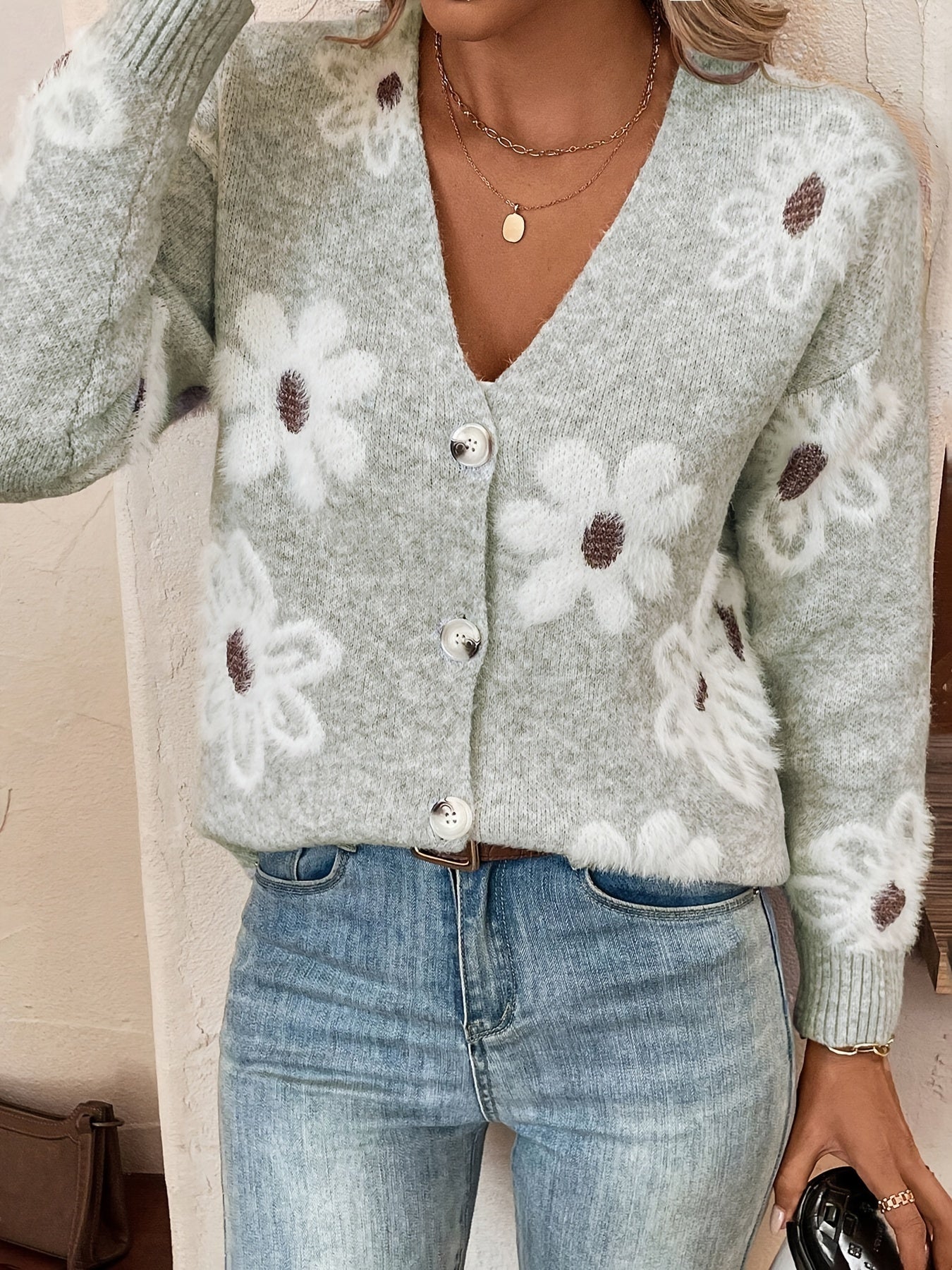 Cardigan Femme Élégant à Motif Floral 4