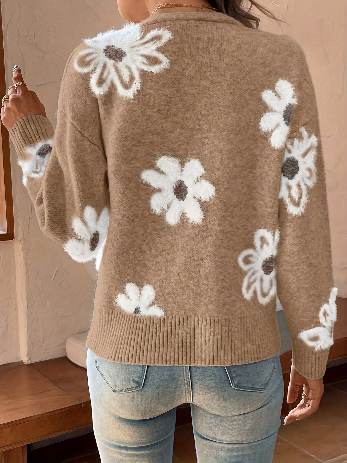 Cardigan Femme Élégant à Motif Floral 7